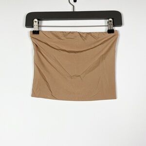 The Andamane Gwen Strapless Knit Stretch Crop Tube Top Tank Beige Small